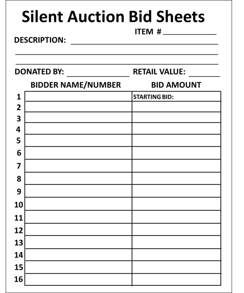 Silent Auction Bid Sheet PDF Instant Download Etsy In 2024 Silent 