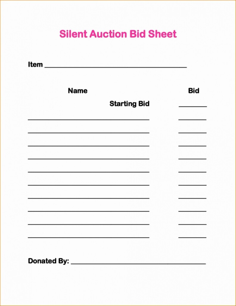 Silent Auction Printable Bid Sheets