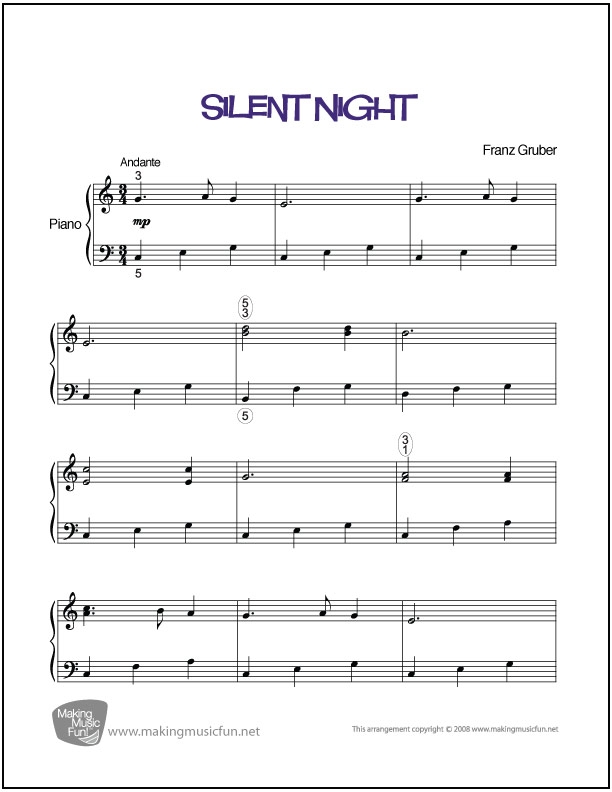 Silent Night Piano Sheet Music Free Printable Printable Templates Free