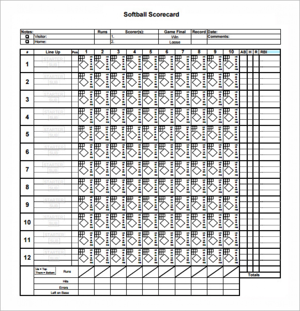 Softball Score Sheets Free Printable Printable Word Searches
