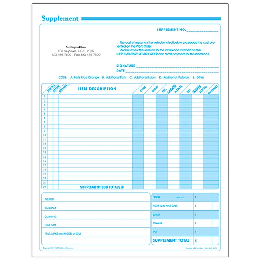 Supplement Repair Request Form Printable Printable Forms Free Online