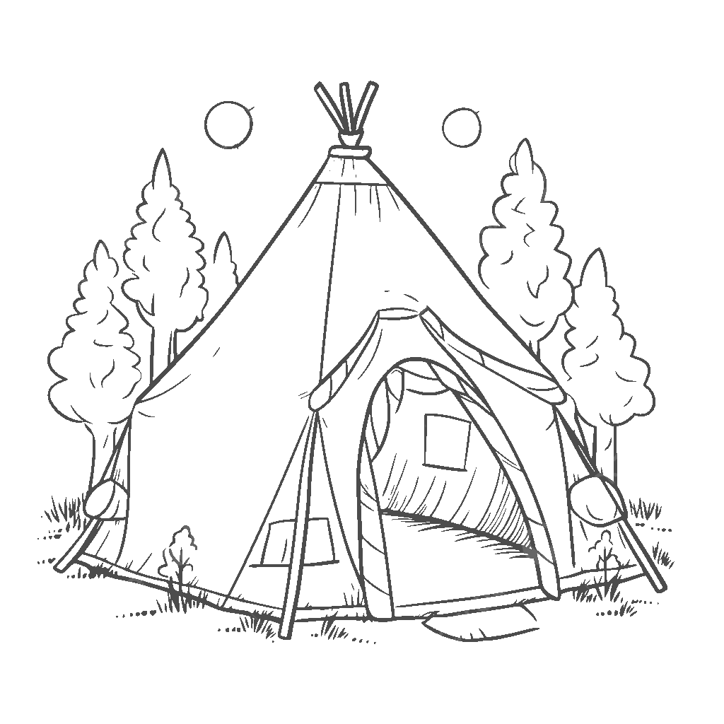 Tepee Coloring Sheets Free Printable Camping Coloring Pages For Adults 