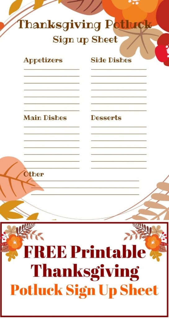 Thanksgiving Potluck Sign Up Sheet Just What We Eat