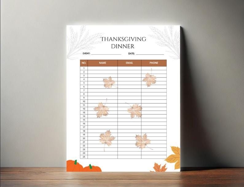 Thanksgiving Sign Up Sheet Printable Fall Sign Up Printable Fall Sign 