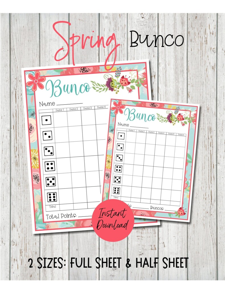 Two Printable Bunco Games With Flowers On Them