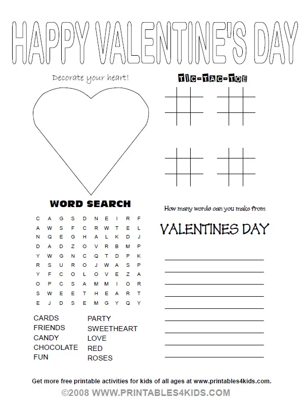 Valentine Activity Sheets Free Printables