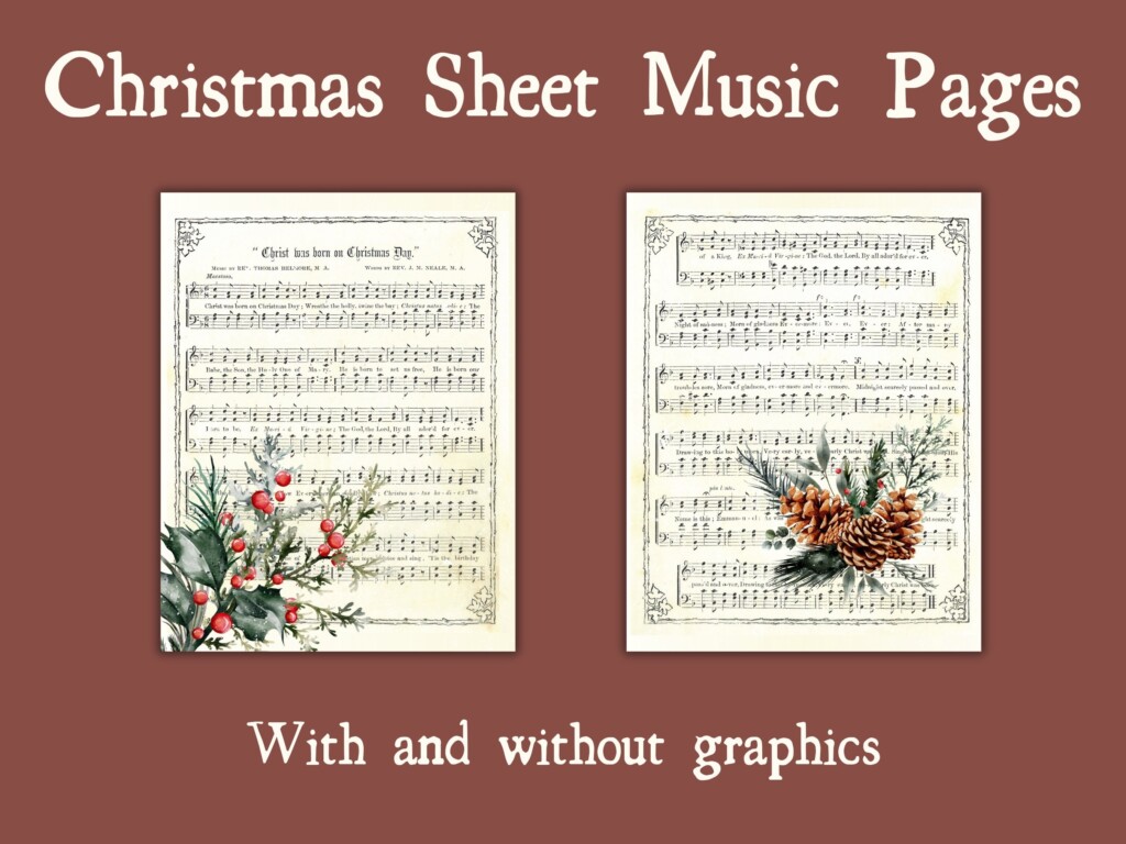 Vintage Printable Christmas Sheet Music Pages Real Music Pages Etsy
