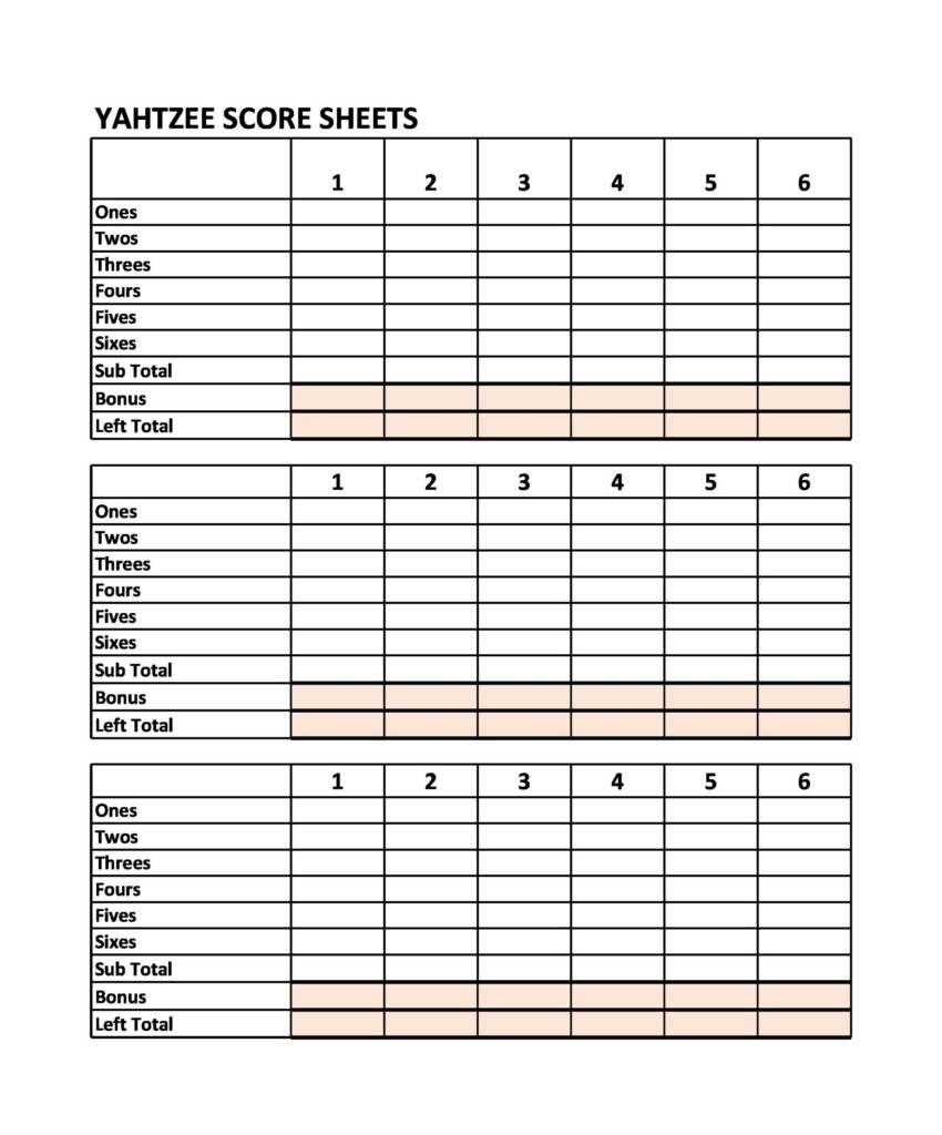 Yahtzee Game Sheet Printable Printable Free Templates
