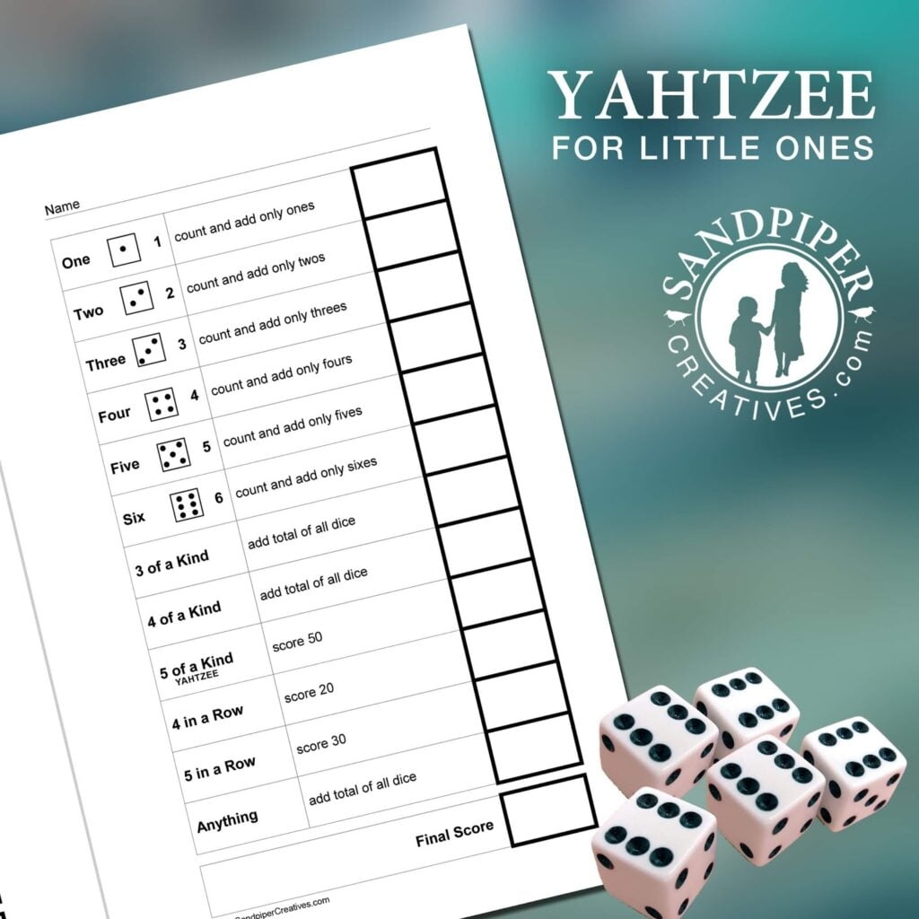 Yahtzee Junior Score Sheet Printable Yahtzee Score Sheets