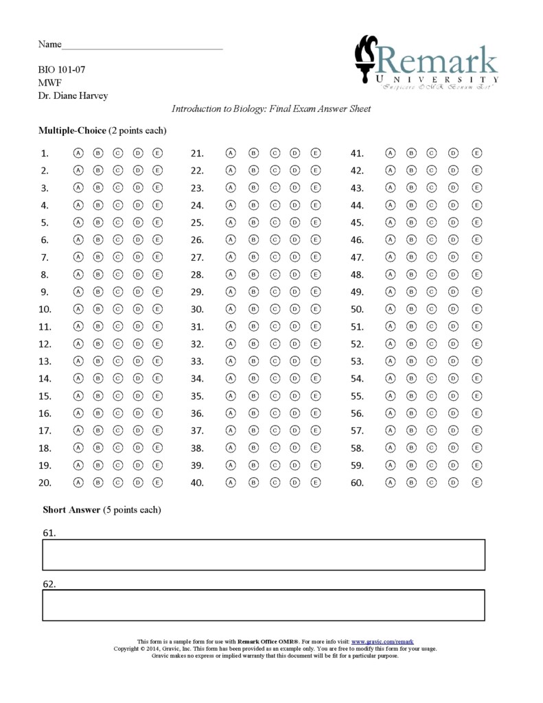 Zipgrade Answer Sheet Forms Free Printable Bubble Answer Sheets 