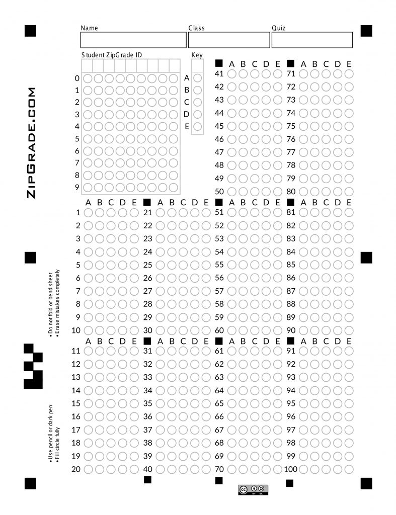 Zipgrade Answer Sheet Forms Free Printable Bubble Answer Sheets 