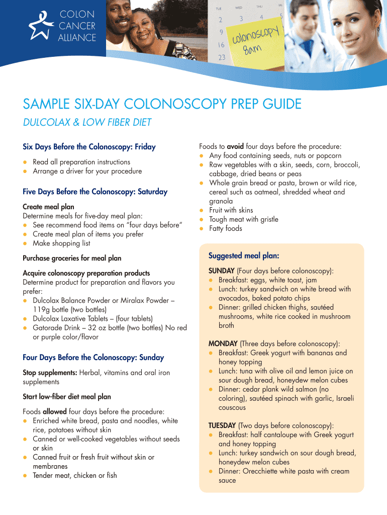 1 Week Colonoscopy Diet Sheet Fill Out Sign Online DocHub