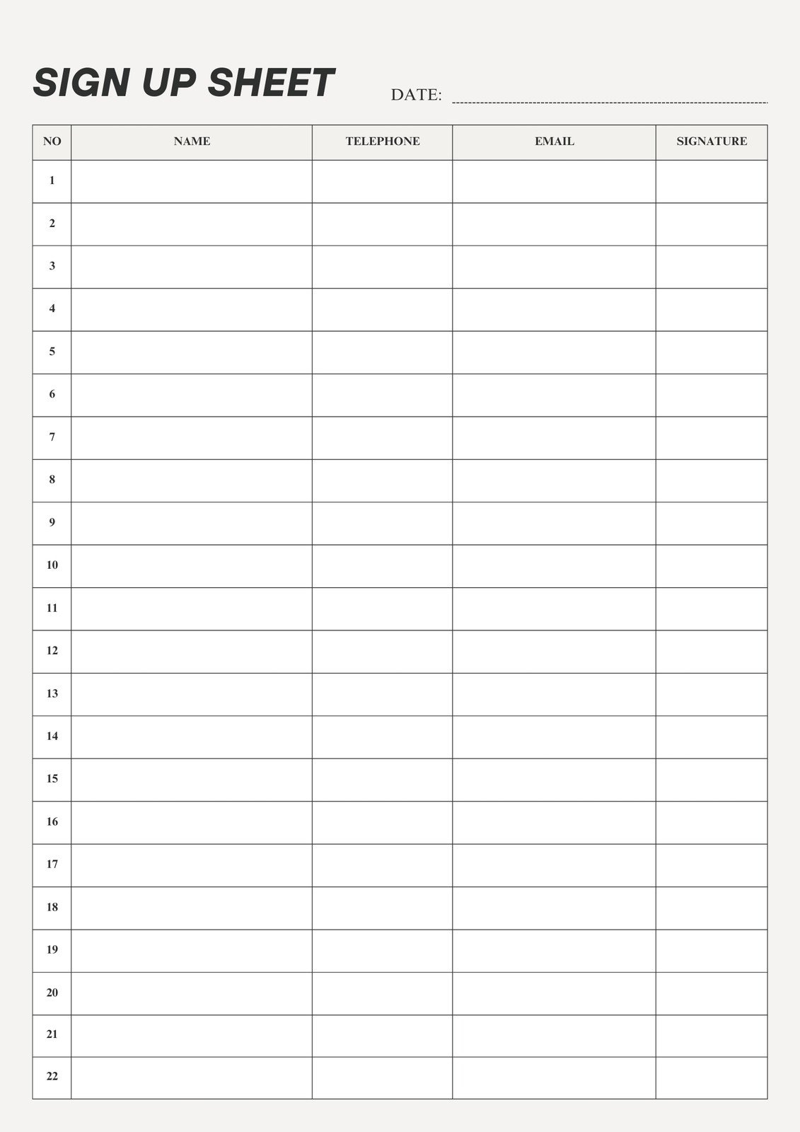 Free And Customizable Sign Up Sheet Templates