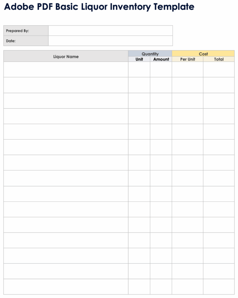 Free PDF Inventory Sheets Templates Editable Printable Free PDF Inventory Sheets Templates Editable Printable