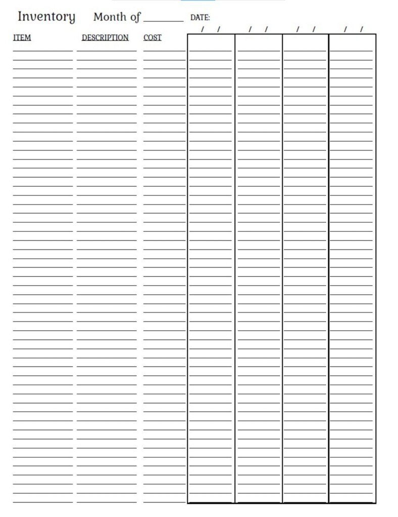 Inventory Sheet Printables For Small Business Worksheets Library