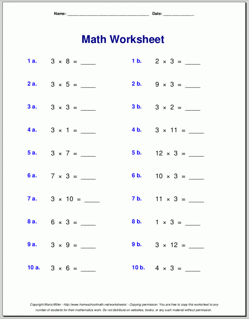 Multiplication Worksheets For Grade 3 Multiplication Worksheets For Grade 3