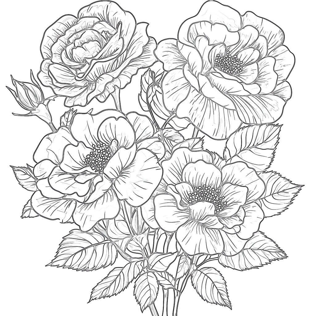Rose Flower Coloring Page Coloring Pages Mimi Panda
