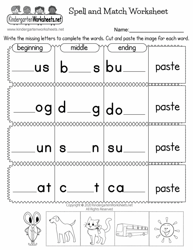Spell And Match Worksheet Free Printable Digital PDF