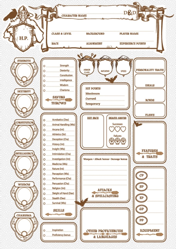 Ultimate Dnd Character Sheet PDF Printable Dungeons And Dragons 5e Sheet For Tabletop RPG Etsy